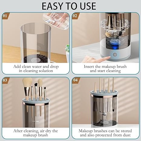 Electric Cosmetic Makeup Brush Cleaning Tool, Makeup Brush Cleaner and Dryer Machine, One-Button Operation
