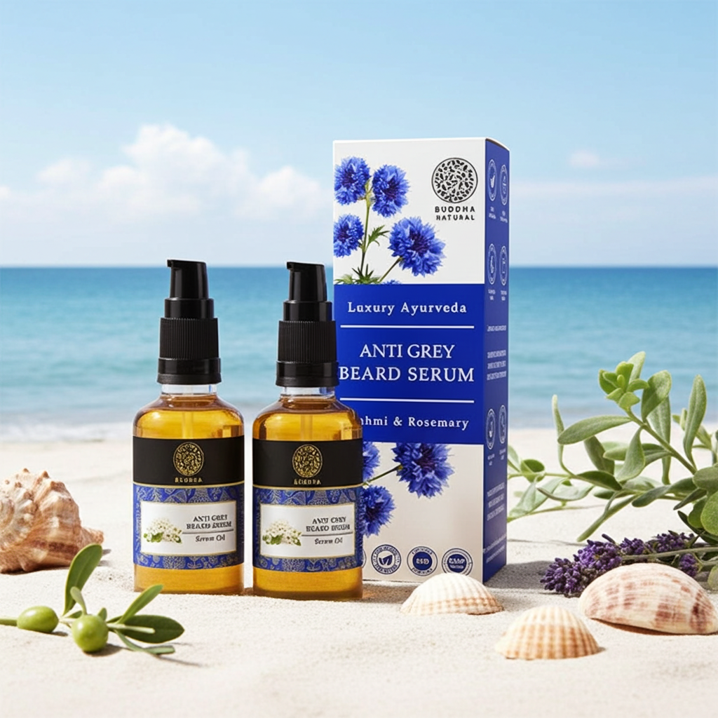 Buddha Natural Grey Beard Serum Oil - 100% Natural Herbal Beard Color  Pack of 2