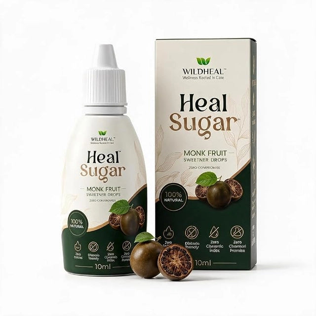Heal Sugar Monk Fruit Sweetener Drops 10ml | Natural Liquid Sugar Substitute | Zero Sugar | Zero Calories | No Erythritol | Keto & Vegan Friendly | 100 Servings